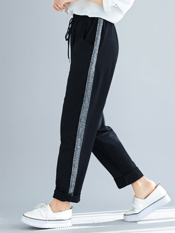 Otilia Silver Shimmer Stripe Leg Cuff Track Pants (EXTRA BIG SIZE) –  Pluspreorder