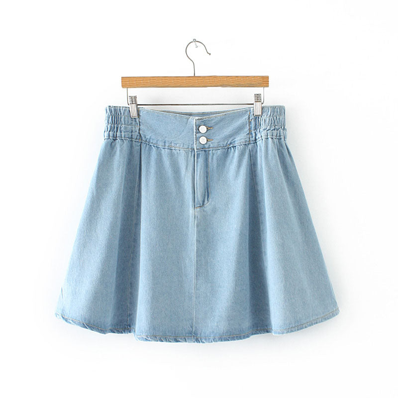 Zaniyah Plus Size Light Blue Denim Swing Skirt