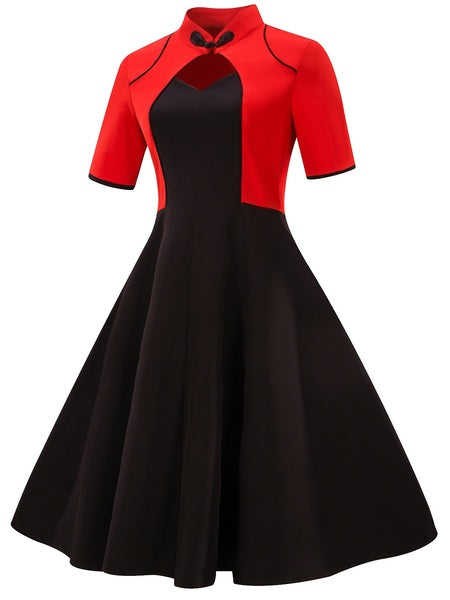 Michiko Keyhole With Sleeve Swing Plus Size Cheongsam Qipao Dress (Bla –  Pluspreorder
