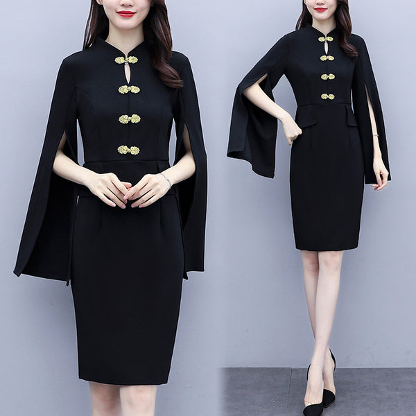 Kenadie Plus Size Formal Cheongsam Split Sleeve Dress