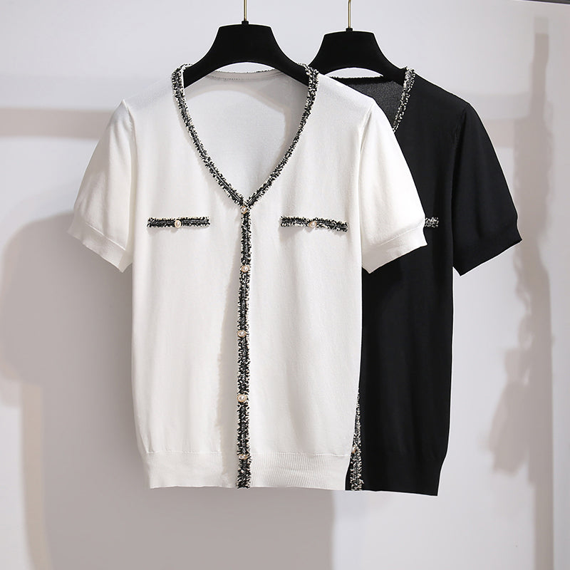 Kalimba Plus Size Chanel-Esque Short Sleeve Top
