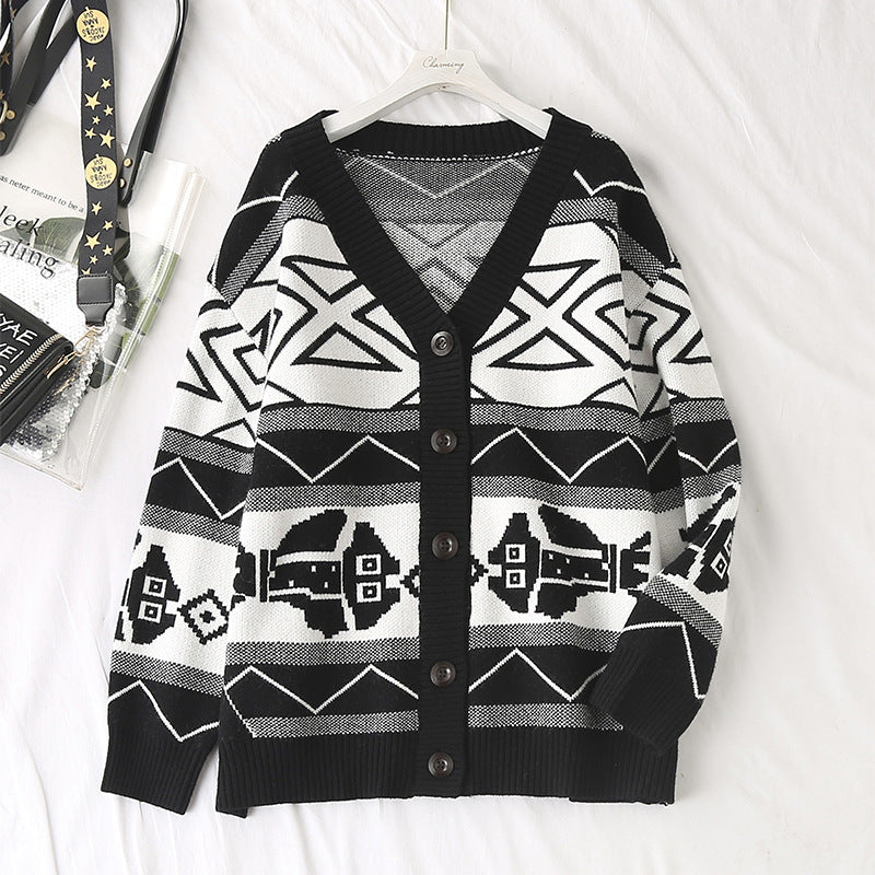 Kiwa Plus Size Knitted Long Sleeve Cardigan