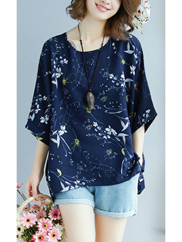 Kailynn Plus Size Chiffon Floral Blouse (EXTRA BIG SIZE)