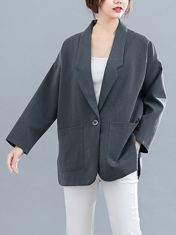 Wynagene Plus Size Blazer Jacket (Work, Office, Formal) (Grey, Black) (EXTRA BIG SIZE)