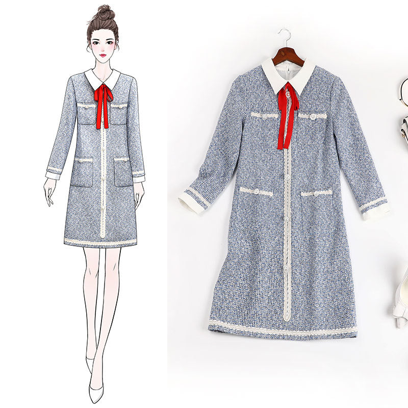 Kseniya plus size chanel-esque blue tweed dress