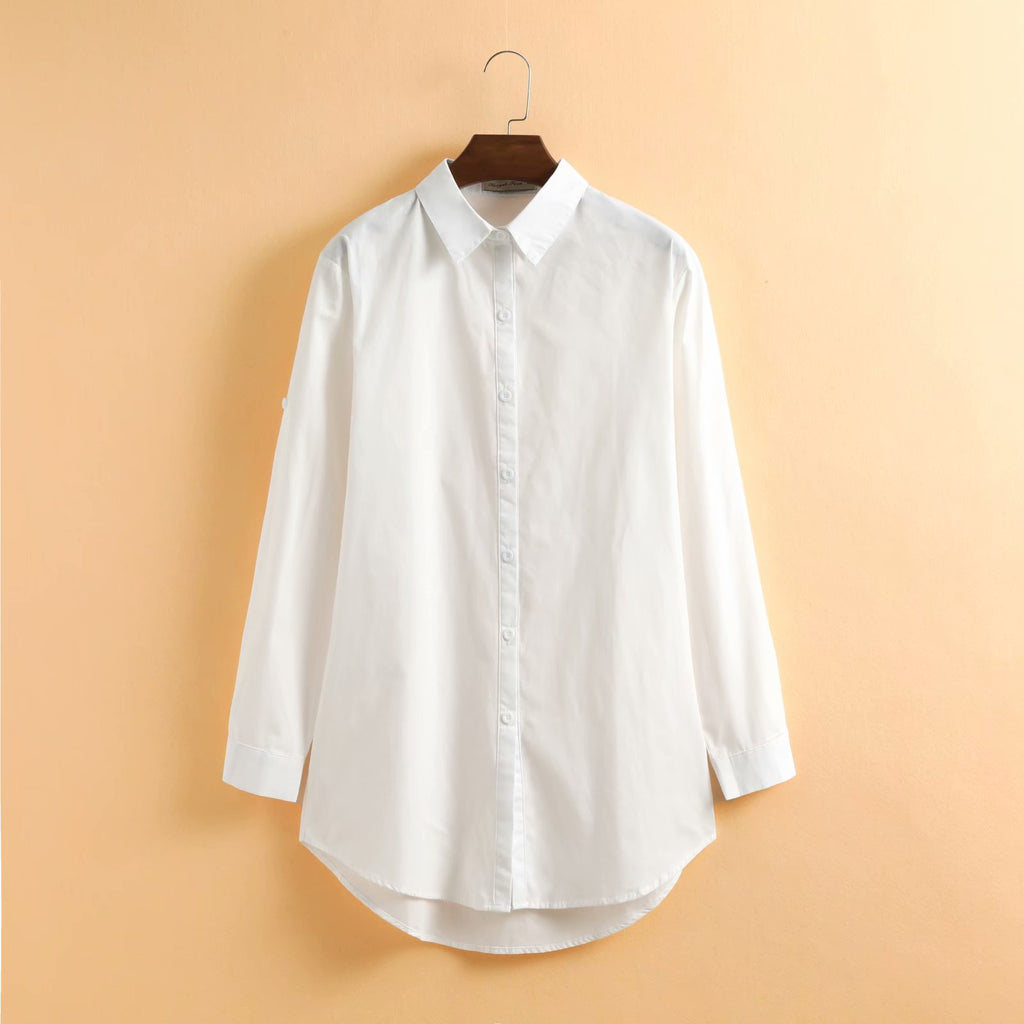 Keliyah Plus Size Tunic White Long Sleeve Shirt Blouse
