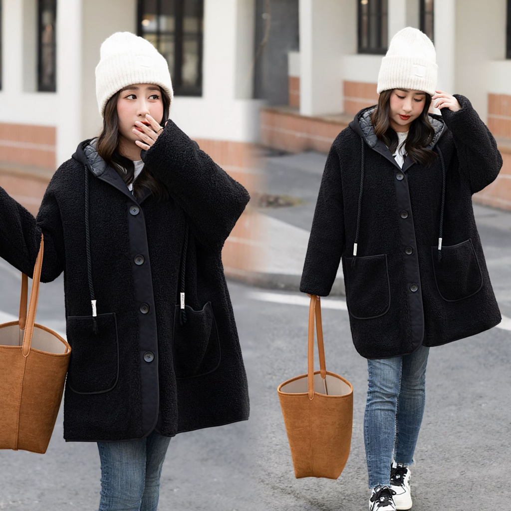 3XL 6XL Plus Size Black Teddy Woolen Tunic Winter Jacket Extra Big Pluspreorder