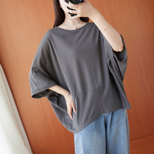 Plus size loose buttons back blouse