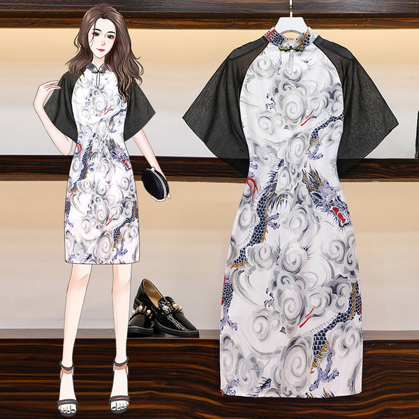 Lasandra Plus Size Dragon Modern Cheongsam Dress