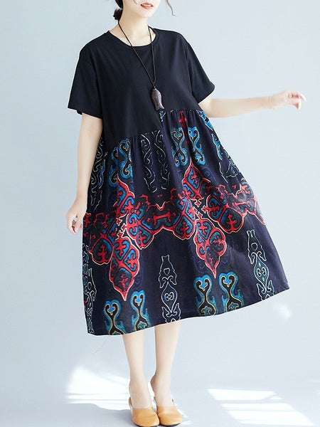 Orietta Oversize Print Layer Dress (EXTRA BIG SIZE)