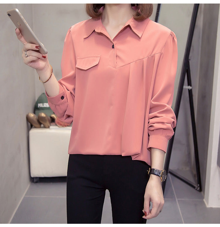 Kinnor Plus Size Long Sleeve Shirt Blouse