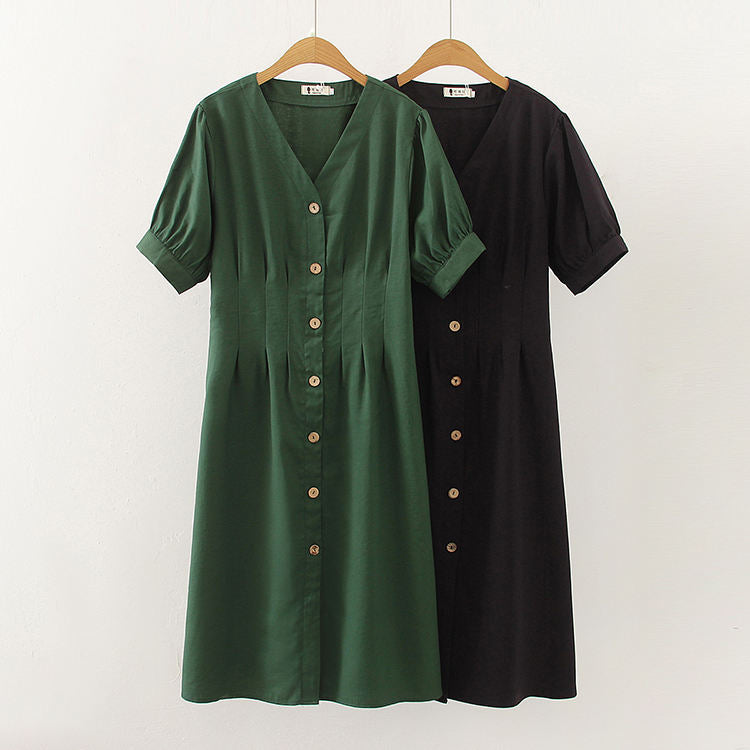 Jaymee Plus Size Buttons Midi Dress