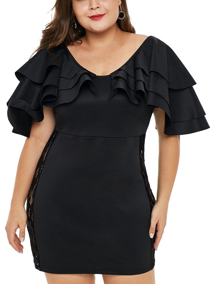 extra large club dresses Buy LAPA Women's Plus Size Sexy Long Sleeve Bodycon Cocktail Party Mini Dress Club Wear, Black Sheer Sleeve, X-Large at Amazon.in