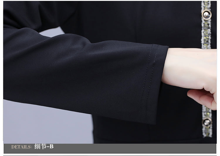 Kierstyn Plus Size Black Chanel-Esque Long Sleeve Midi Dress – Pluspreorder