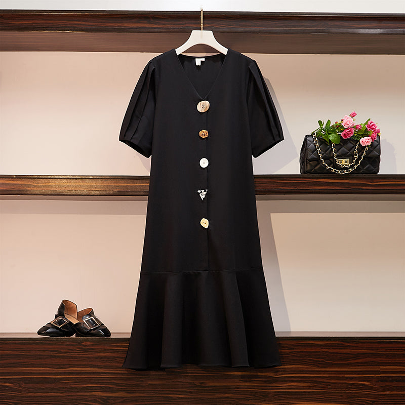 Kendell Plus Size Vintage Mermaid Short Sleeve Midi Dress