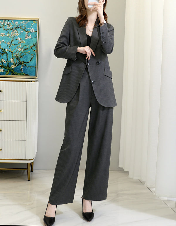 Kjerstin Plus Size Blazer And Wide Leg Pants Set