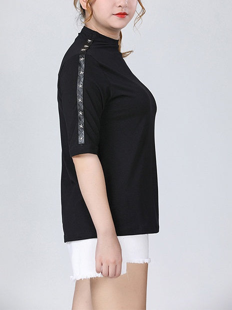 White high neck hotsell short sleeve top