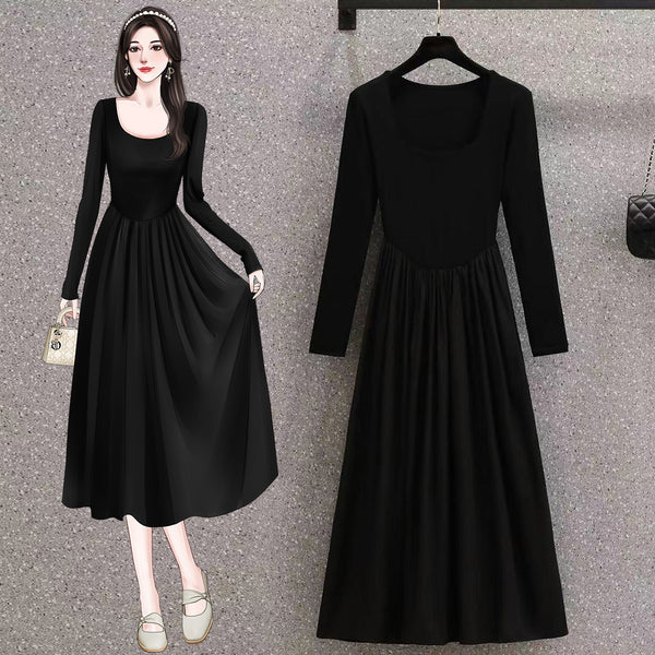 Plus Size Vintage Long Sleeve Midi Dress