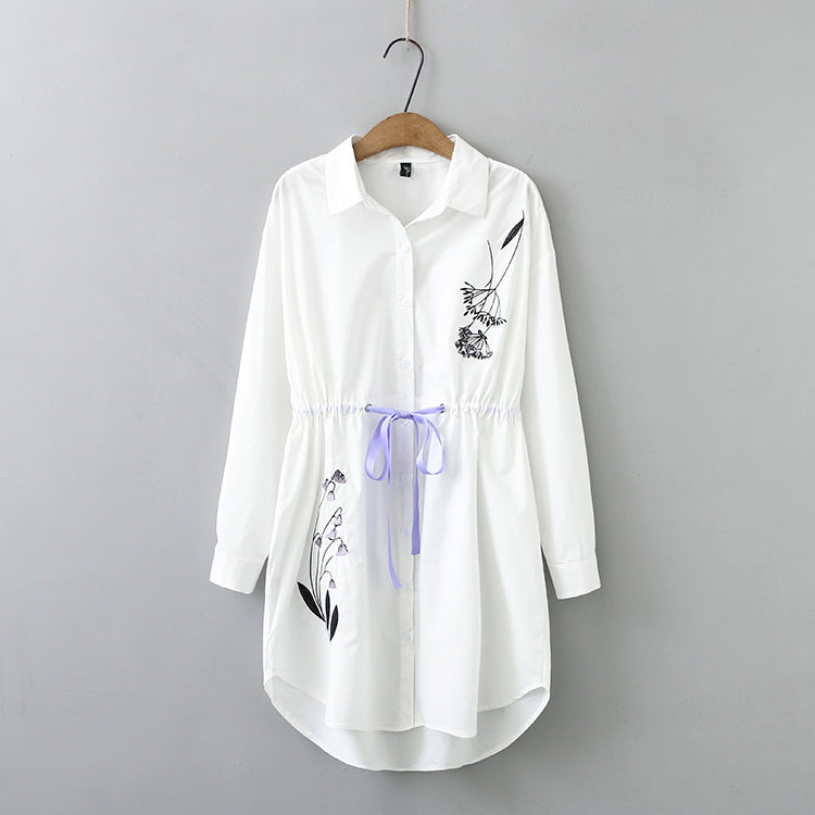 Kanchan Plus Size Embroidery Tunic Long Sleeve Shirt Blouse/ Shirt Dress (Muslimah Friendly)