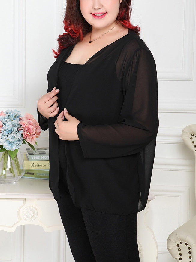 Black chiffon jacket deals plus size
