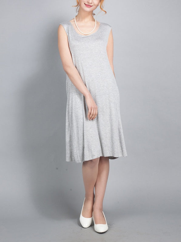 Tabea Plus Size Basic | Casual | Lounge | Layering U Neck Sleeveless Dress (Black, White, Grey) (EXTRA BIG SIZE)