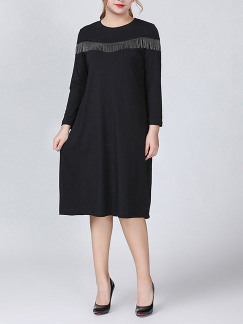 Swathi Plus Size Chain Drip Knit Long Sleeve Dress (EXTRA BIG SIZE)