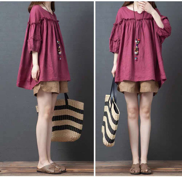 Plus Size Loose Babydoll Blouse