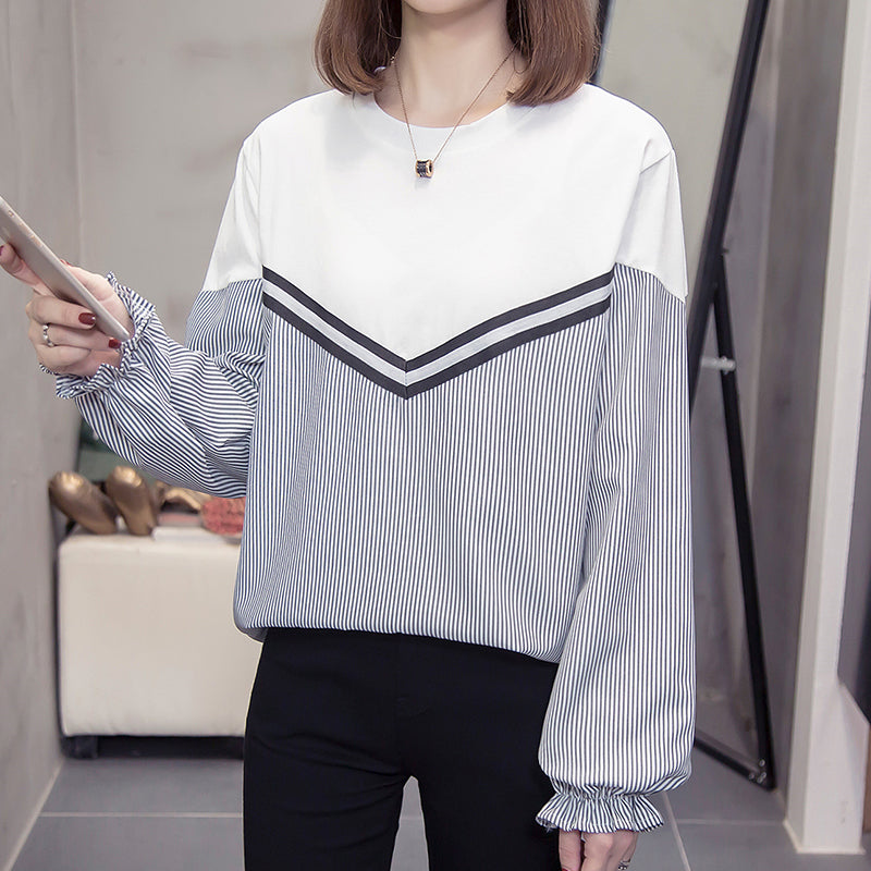 Kiko Plus Size Stripes Layer Long Sleeve Top