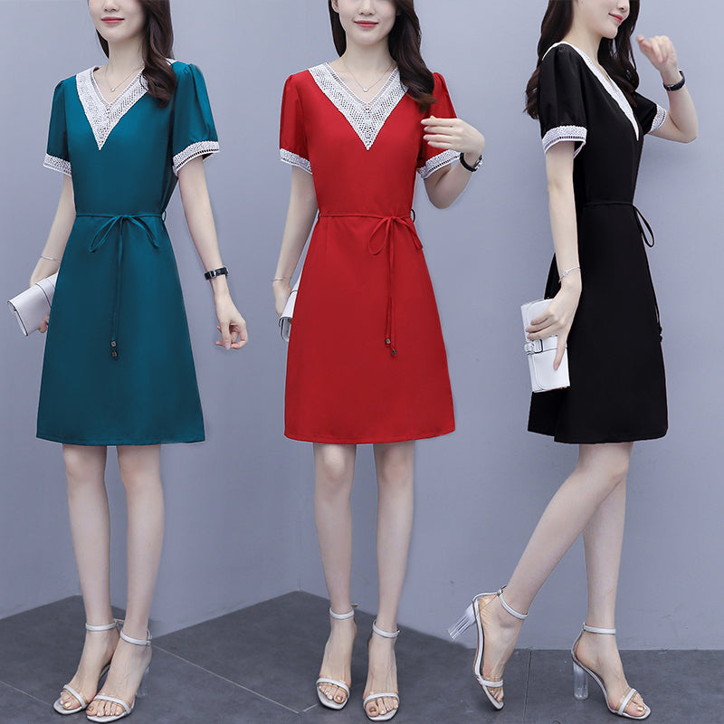 Kenede Plus Size Lace Short Sleeve Dress