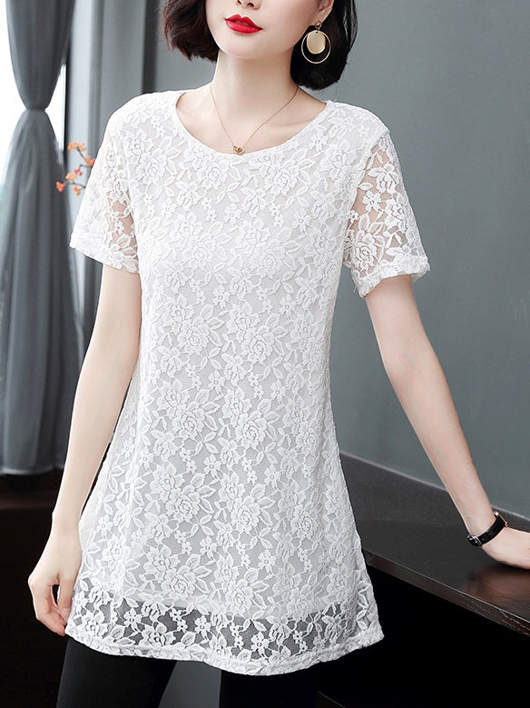 Kaiti Plus Size Lace Short Sleeve Top