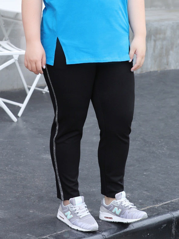 Silviana Silver Stripe Side Track Pants  (EXTRA BIG SIZE)