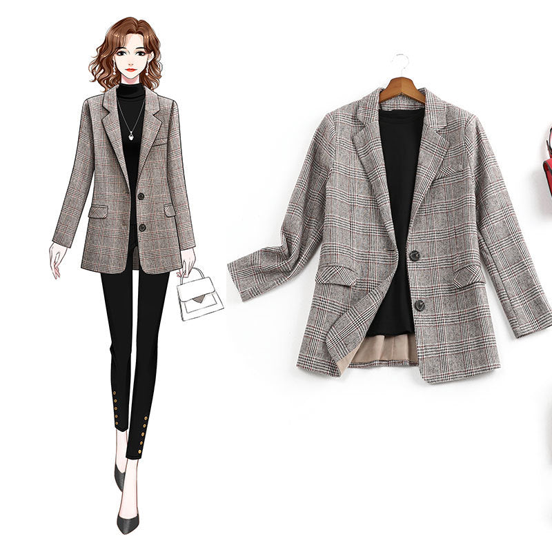 Lannaya Plus Size Checked Blazer