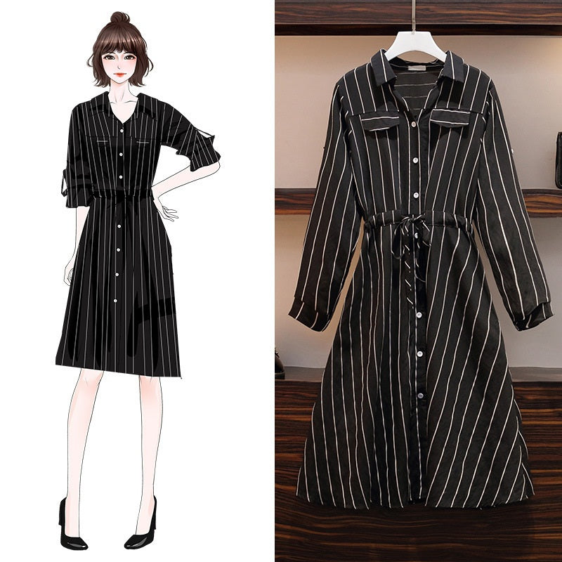 Sheridan Stripe L/S Midi Shirt Dress