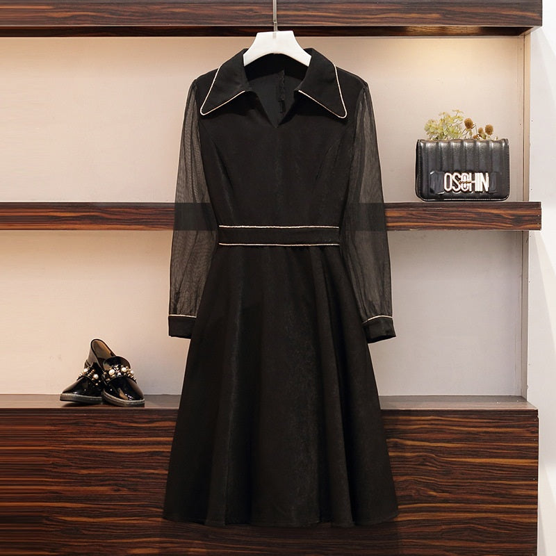 Shandy Black Sheer Sleeve L/S Shirt Dress