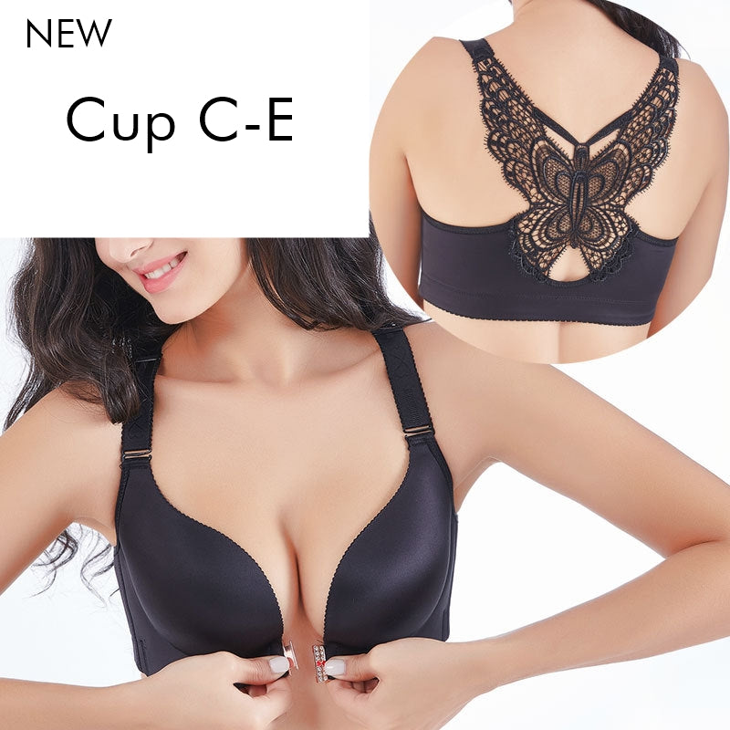 Plus Size Butterfly Lace Front Closure Bra