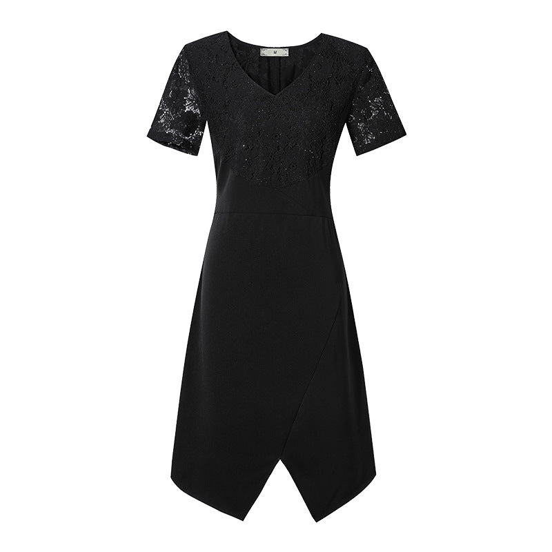 Plus Size Lace Wrap Formal Short Sleeve Dress