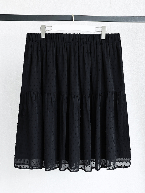 (4XL-10XL) Plus Size Black Pindot Chiffon Short Skirt (EXTRA BIG SIZE)