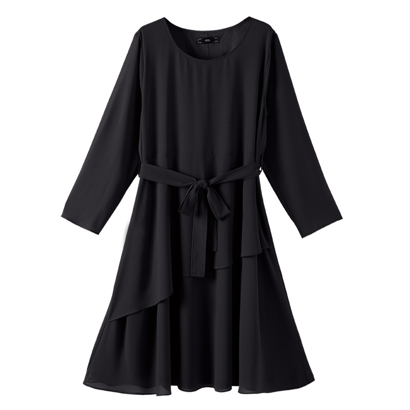 (4XL-10XL) Plus Size Long Sleeve Chiffon Dress (EXTRA BIG SIZE)
