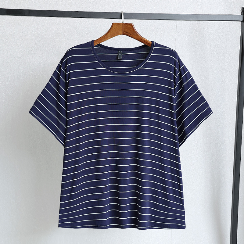 (4XL-10XL) Plus Size Stripes Short Sleeve T Shirt Top (EXTRA BIG SIZE)