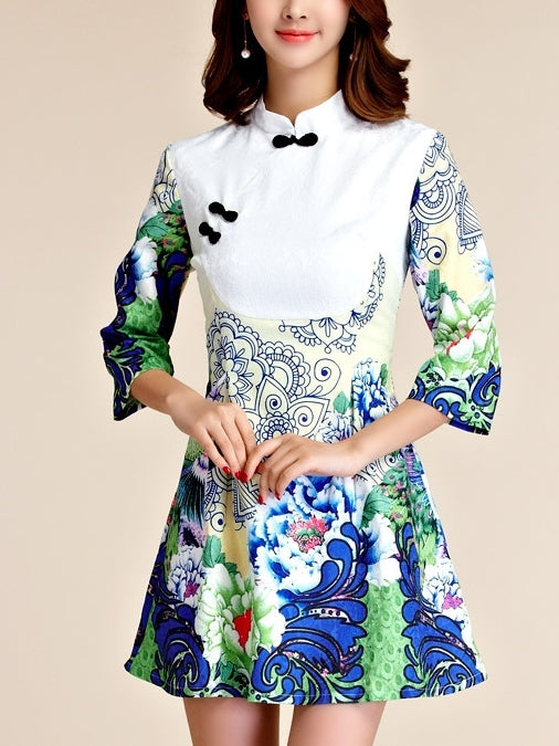 Sea of Abundance Plus Size Qipao Cheongsam Dress