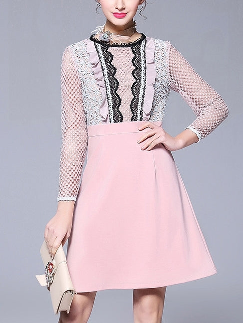 Pink Frill Lace Dress