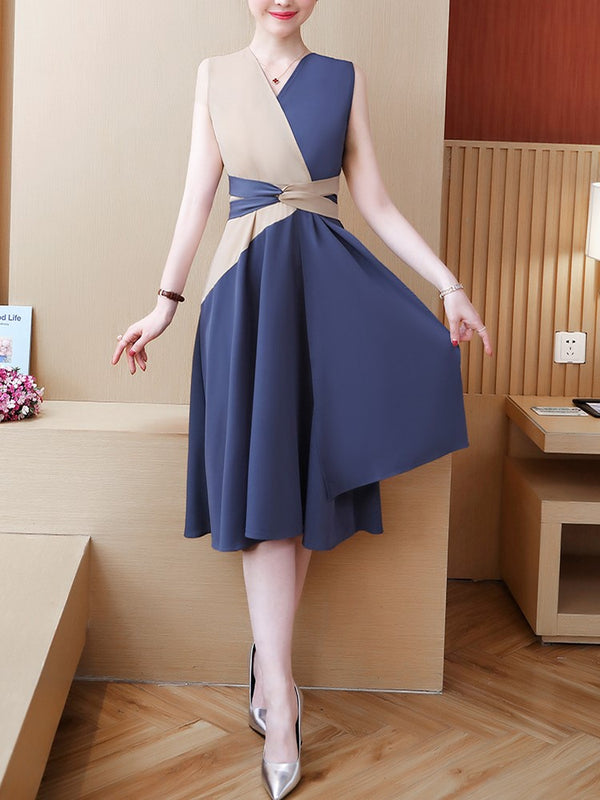 Plus Size Wrap Office Sleeveless Dress