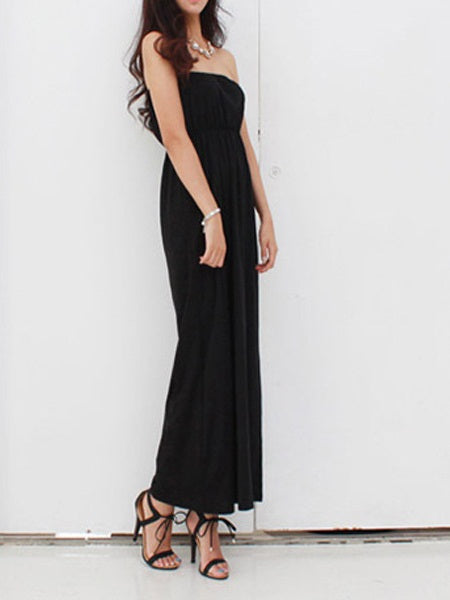 Tacey Plus Size Basic | Casual | Beach | Weekend Black Tube Sleeveless Maxi Dress  (EXTRA BIG SIZE)