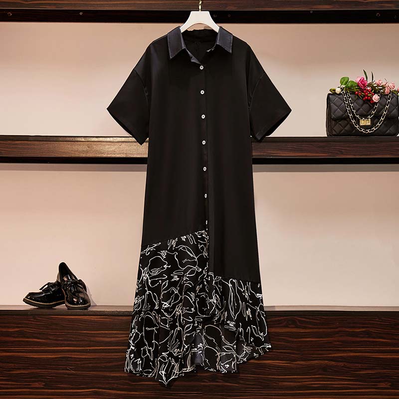 Janae Plus Size Printed Hem Shirt Dress