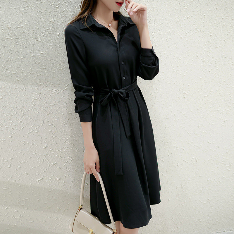 Klavdiya Plus Size Black Long Sleeve Shirt Dress