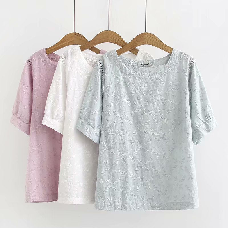Krystal Plus Size Textured Short Sleeve Blouse