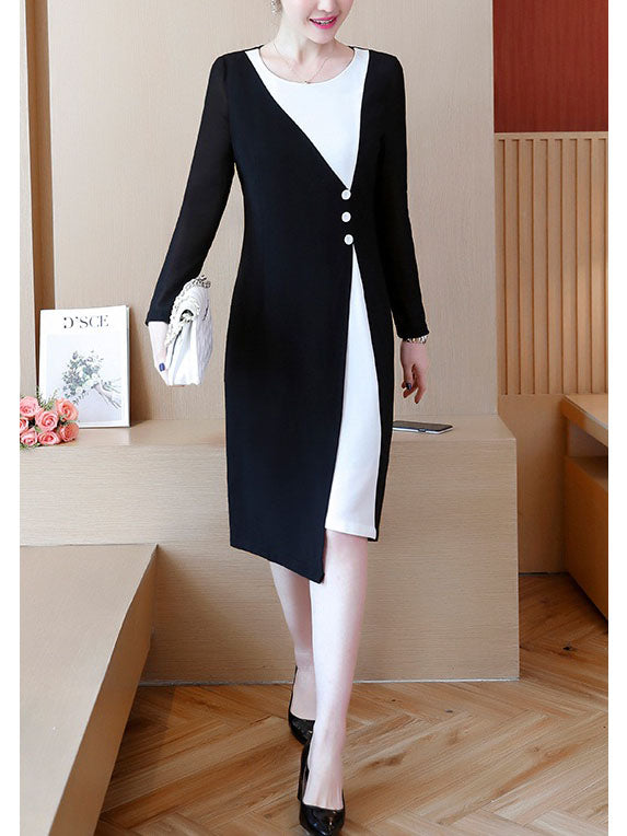 Yardley Plus Size Monochrome Long Sleeve Dress