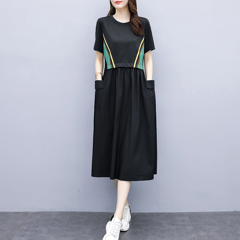 Kiran Plus Size Loose Short Sleeve Midi Dress