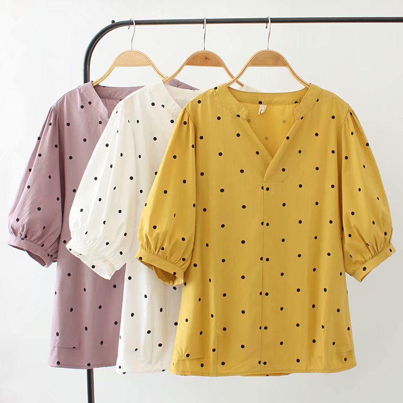 Krystle Plus Size Polka Dots Sleeve Top
