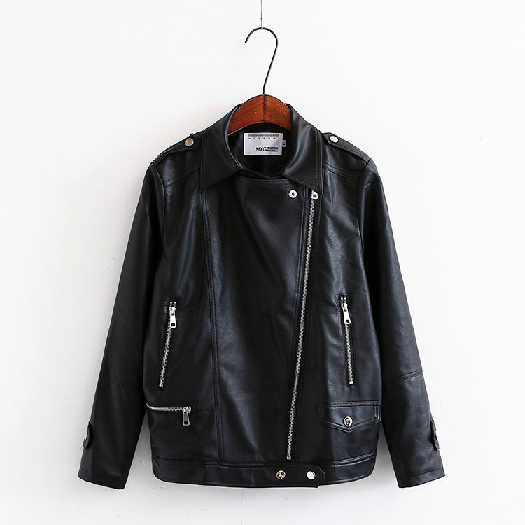 Valeska Plus Size Black PU Biker Jacket (EXTRA BIG SIZE)